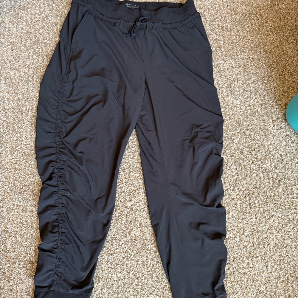 Athleta Black Ruched Joggers